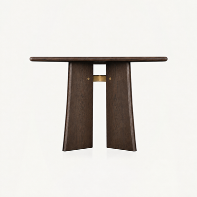 Rich American Oak and distinctive brass detailing shape the Balado Rectangular Dining Table by Francesco Meda, bringing sculptural character to ACERKA Miami.