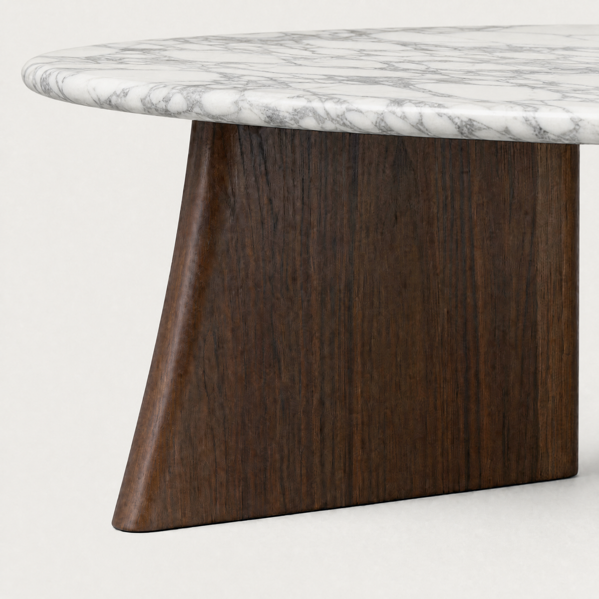 Rich Dark Oak meets dramatic Arabescato marble in the Cabo Coffee Table by Francesco Meda, bringing sculptural elegance to the ACERKA Miami collection.