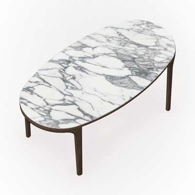 The Tcha Dining Table brings Italian Arabescato marble and a refined four-leg oak structure together within the ACERKA Miami collection.