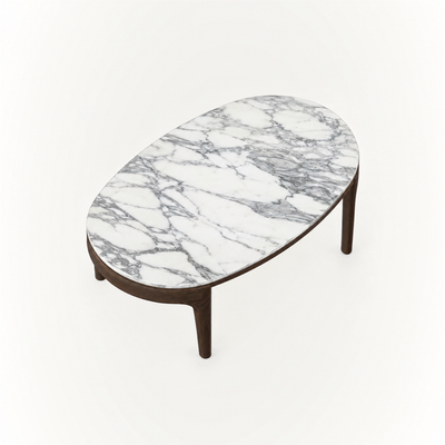Sculptural simplicity shapes the Tcha Low Coffee Table, bringing balanced materials and a streamlined low profile to the ACERKA Miami collection.