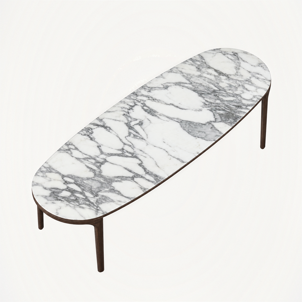 Italian Arabescato marble and rich Dark Oak shape the Tcha Dining Table, bringing a refined architectural silhouette to the ACERKA Miami collection.