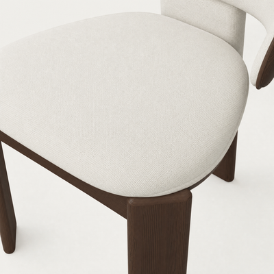 Available in Alpine White, Stone Beige, and Olive Green upholstery, ACERKA Miami’s Gaba Dining Armchair combines generous cushioning with FSC-certified Dark Oak craftsmanship.