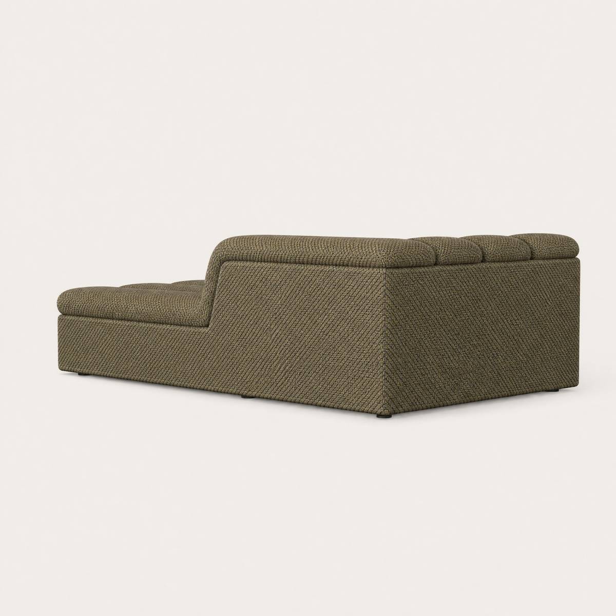 Devi Chaise Module in Olive Green, rear three-quarter view — Designed by Valerio Sommella for Acerka
