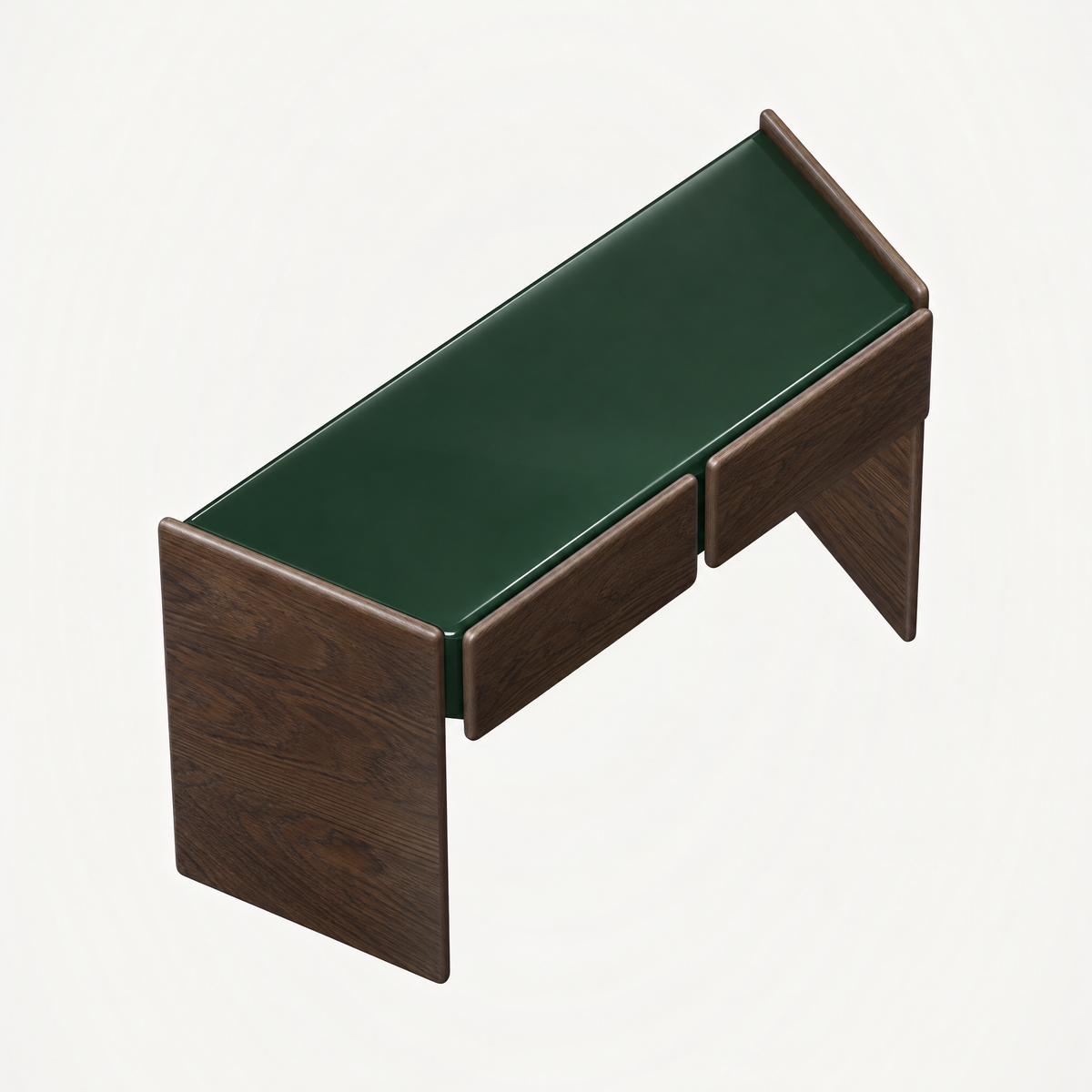 Designed by Valerio Sommella, the Dista Console brings full-height oak sides, clean front panels, and a contrasting green top to the ACERKA Miami collection.
