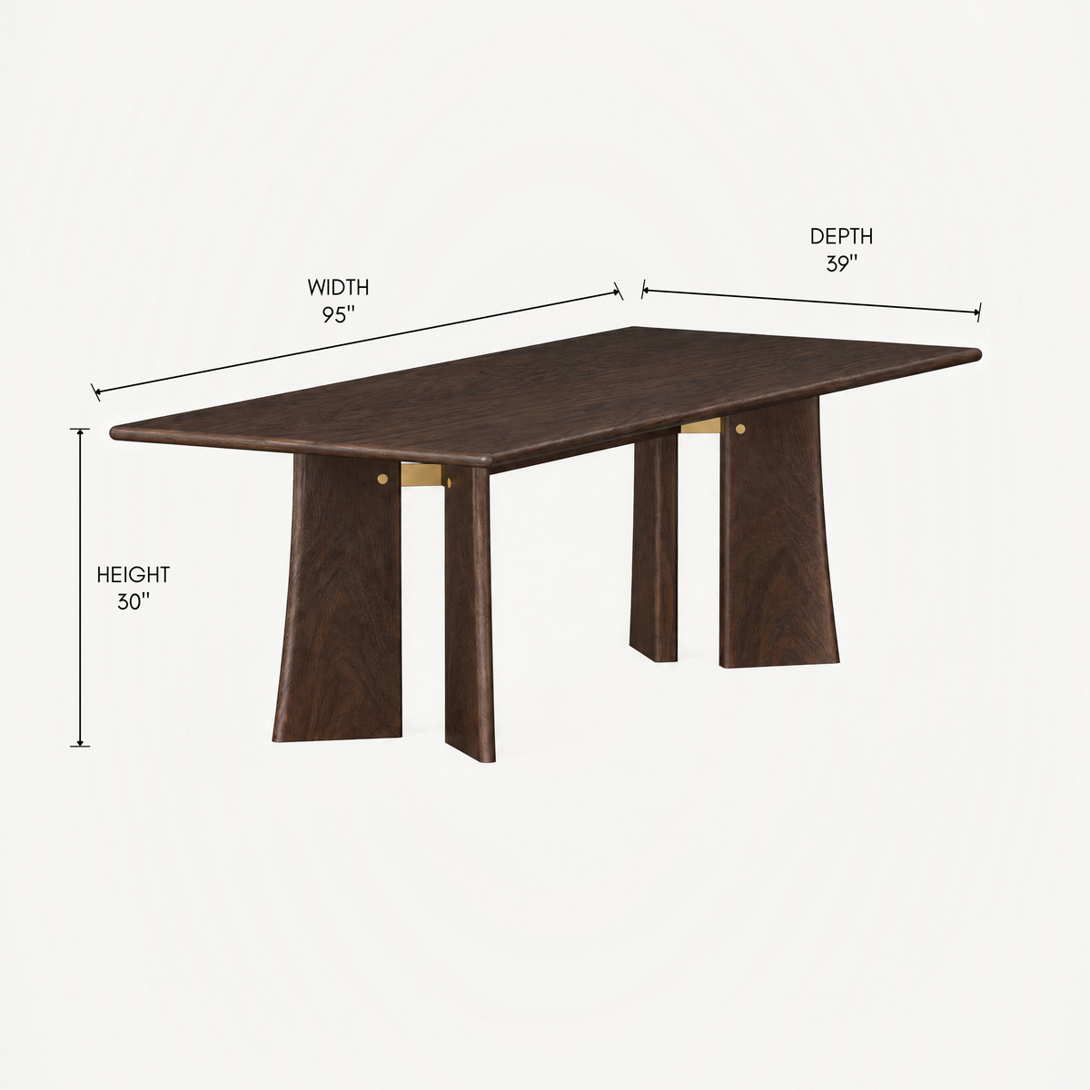 Crafted in solid FSC-certified American Oak, ACERKA Miami’s Balado Rectangular Dining Table features a streamlined top with refined brass detailing beneath.