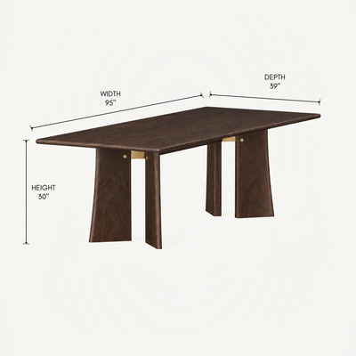 Crafted in solid FSC-certified American Oak, ACERKA Miami’s Balado Rectangular Dining Table features a streamlined top with refined brass detailing beneath.