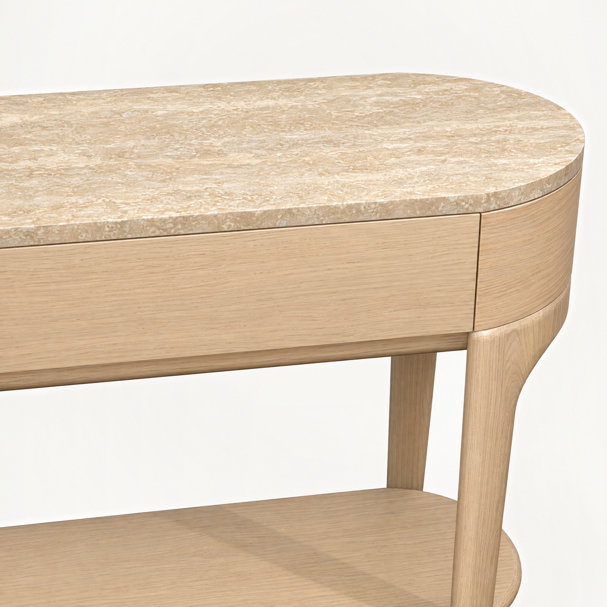 Tcha Oak Console - Travertine