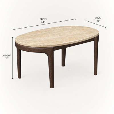 Ramón Esteve’s Tcha High Coffee Table offers a raised travertine surface that works beautifully beside a sofa or lounge chair, presented by ACERKA Miami.