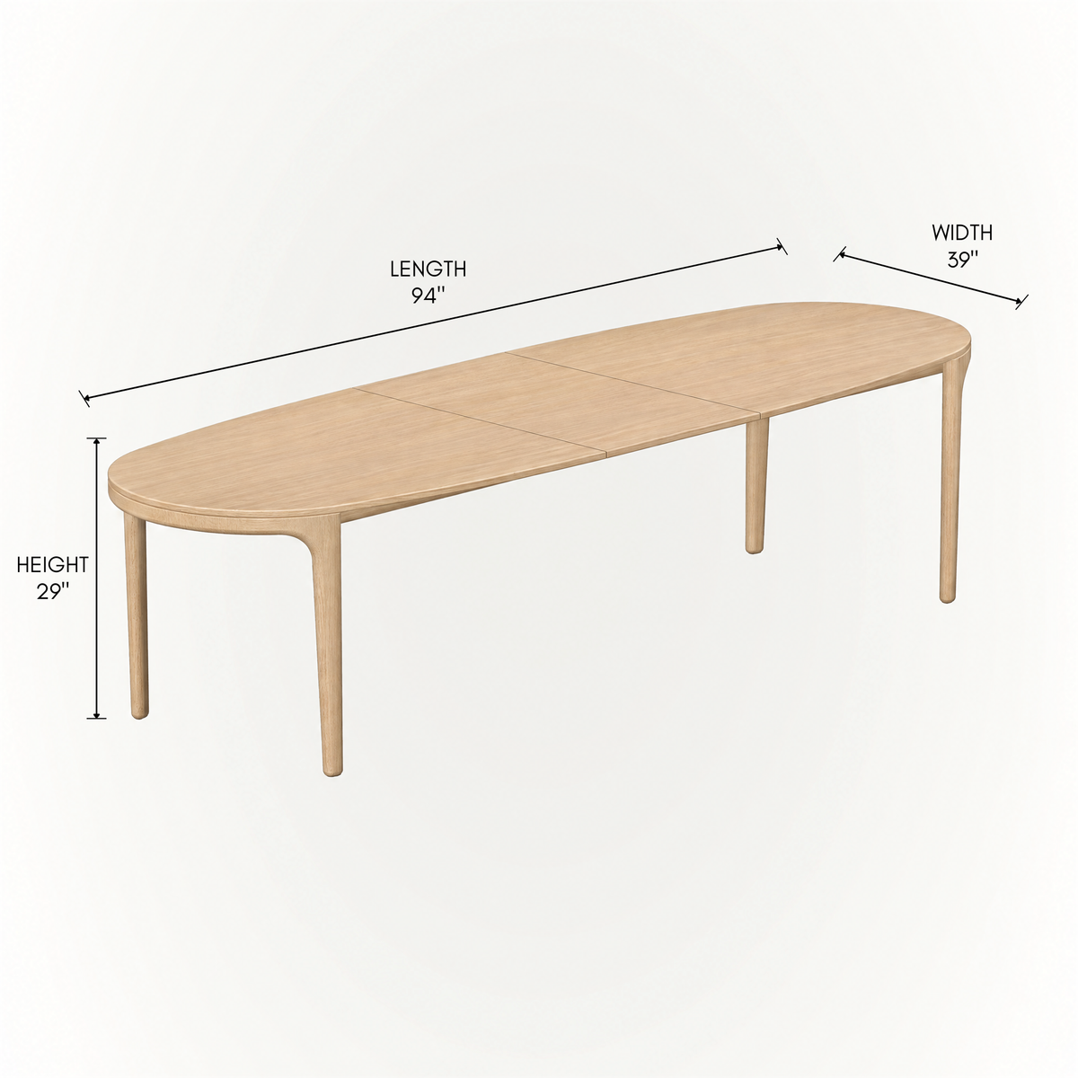 The Tcha Extendable Dining Table by Ramón Esteve features a clean Natural Oak silhouette with visible wood grain and an adaptable extension design for ACERKA Miami.
