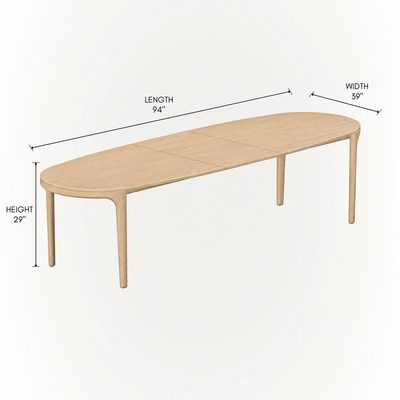 The Tcha Extendable Dining Table by Ramón Esteve features a clean Natural Oak silhouette with visible wood grain and an adaptable extension design for ACERKA Miami.
