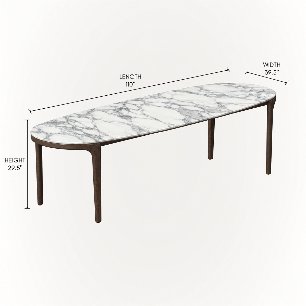 The Tcha Dining Table combines a substantial Arabescato marble surface with elegant Dark Oak proportions for contemporary dining spaces, presented by ACERKA Miami.