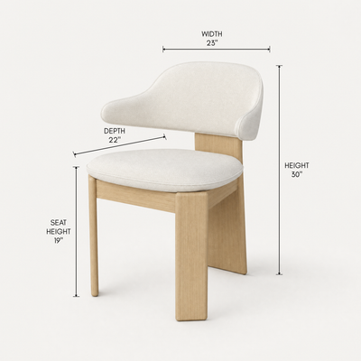 Gaba Dining Armchair – Alpine White / Natural Oak, designed by Valerio Sommella.