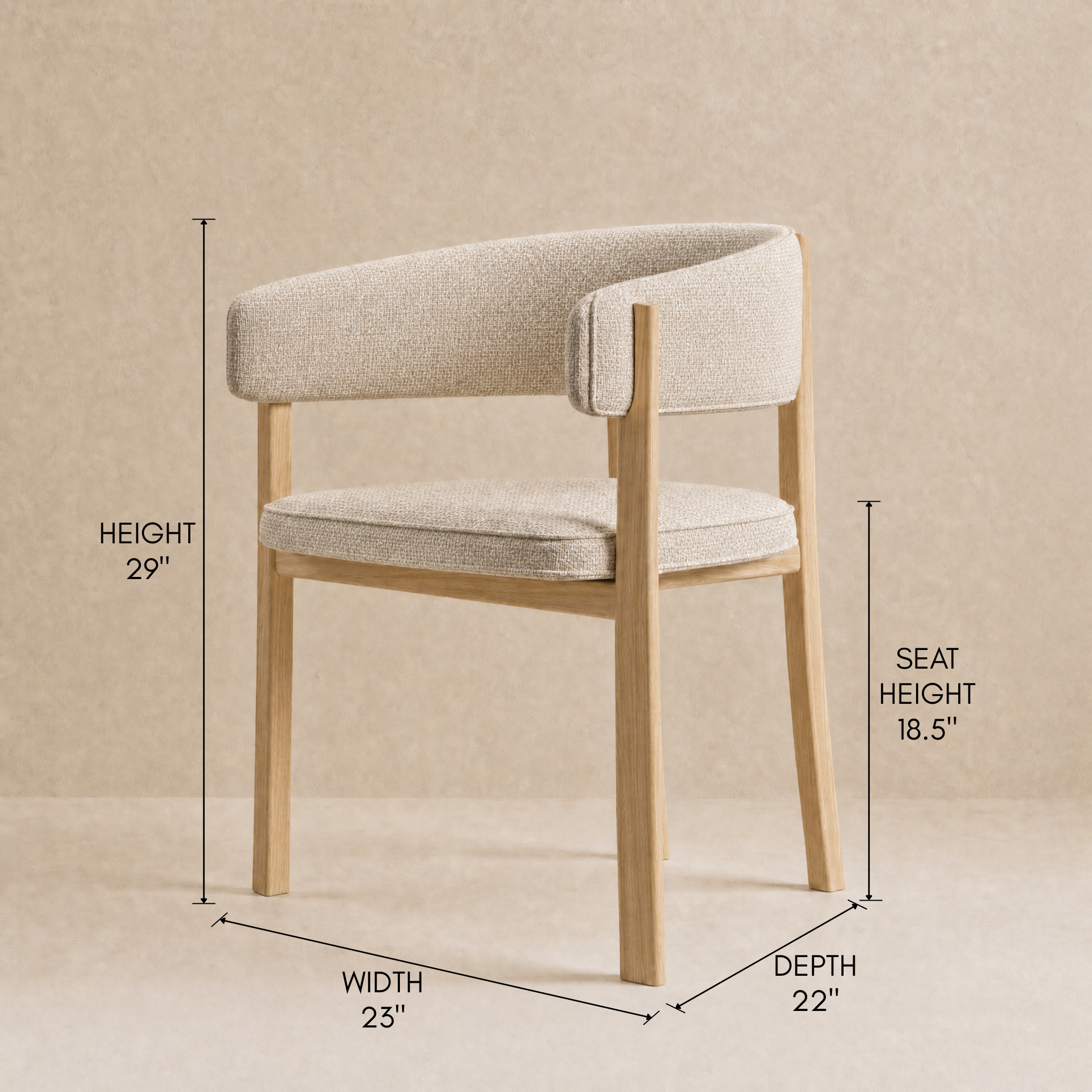 Avila Dining Chair – Stone Beige / Natural Oak