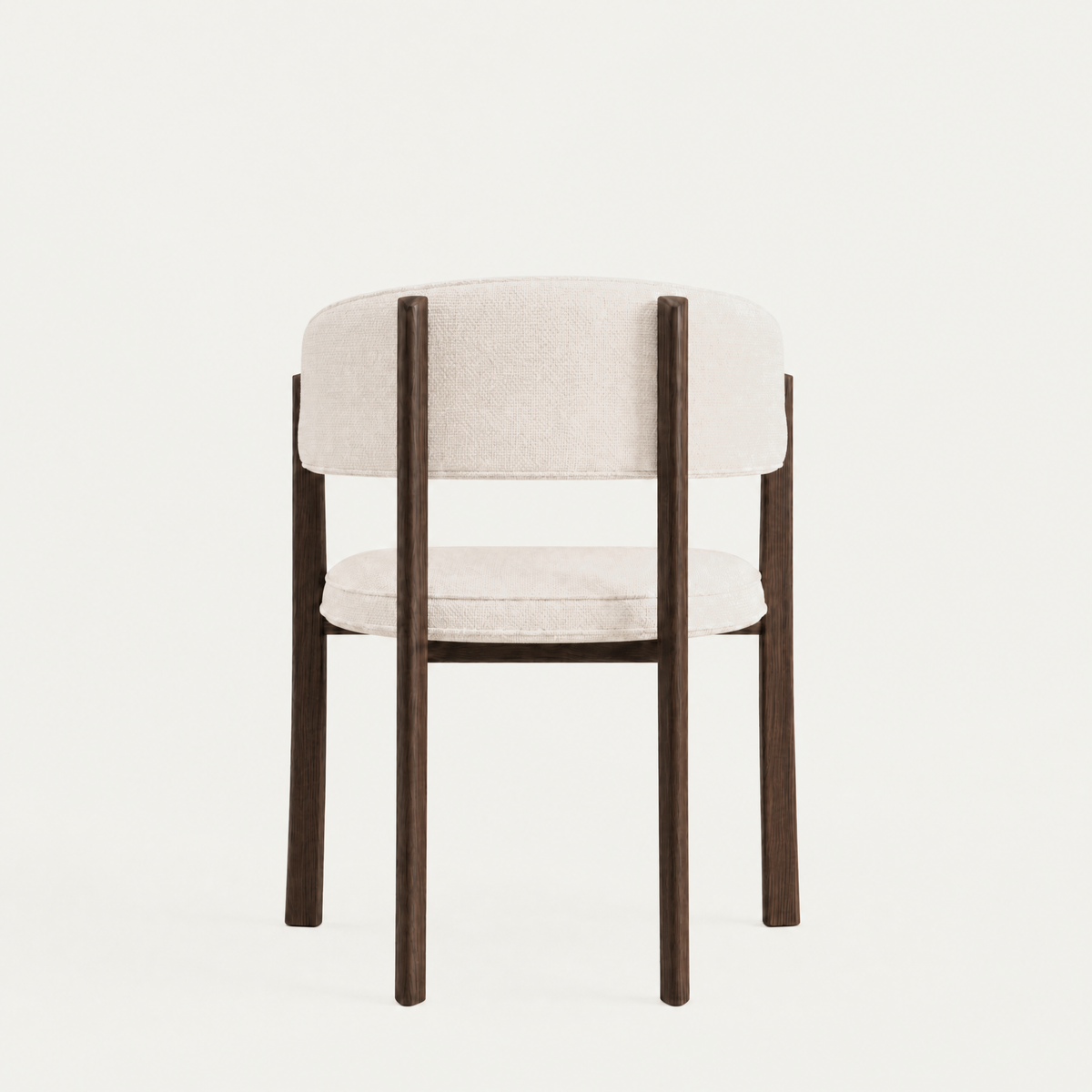 Avila Dining Chair by Francesco Meda in Alpine White fabric and a Dark Oak frame.