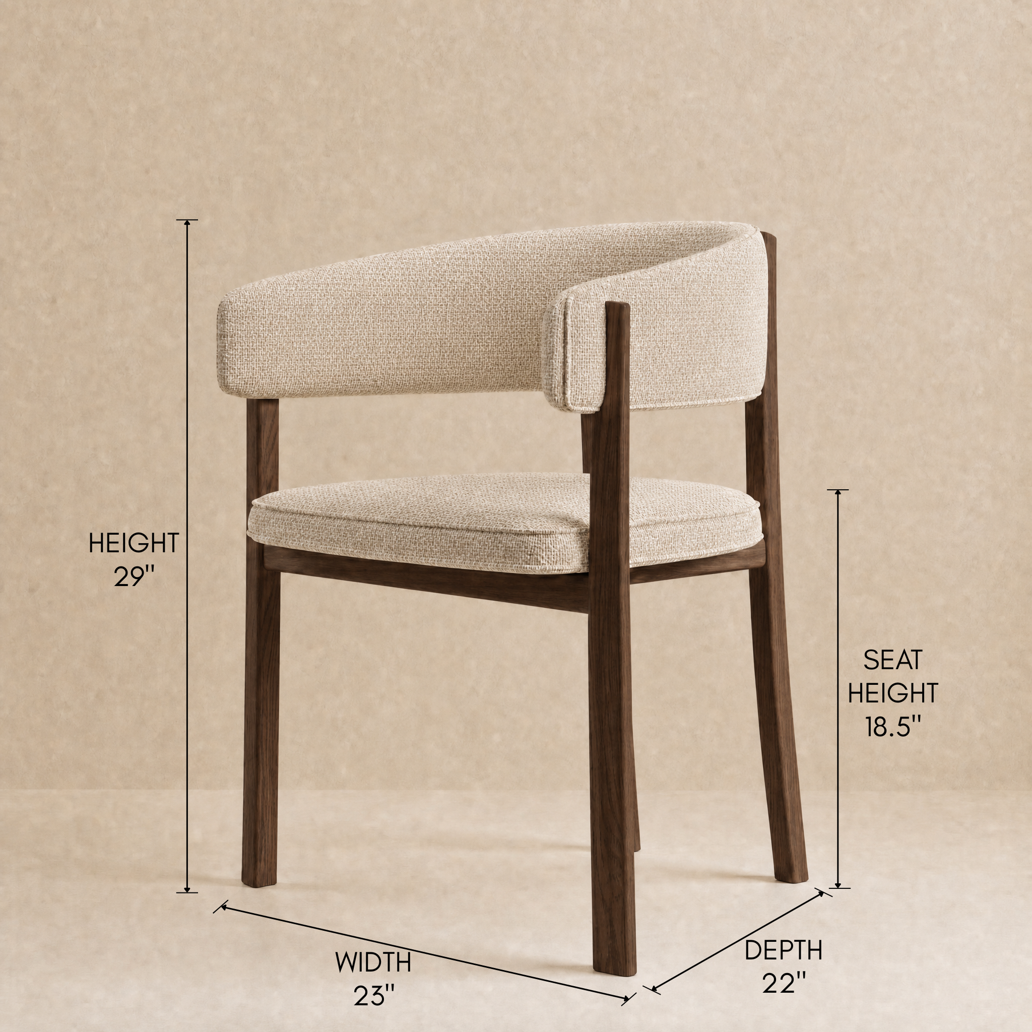 Avila Dining Chair – Stone Beige / Dark Oak