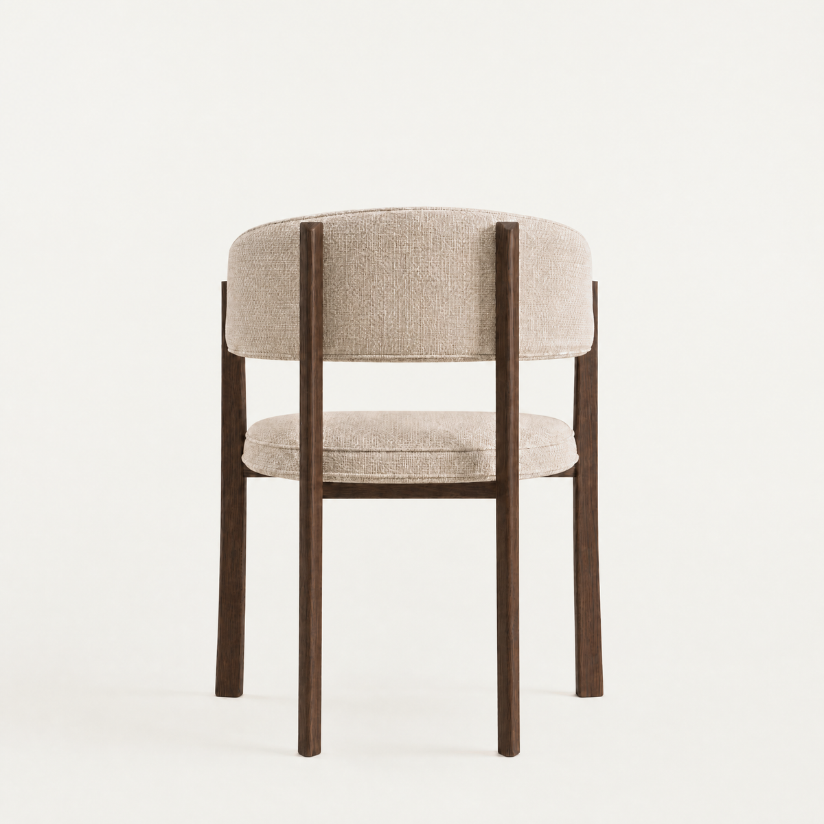 Avila Dining Chair by Francesco Meda in Stone Beige fabric and a Dark Oak frame.