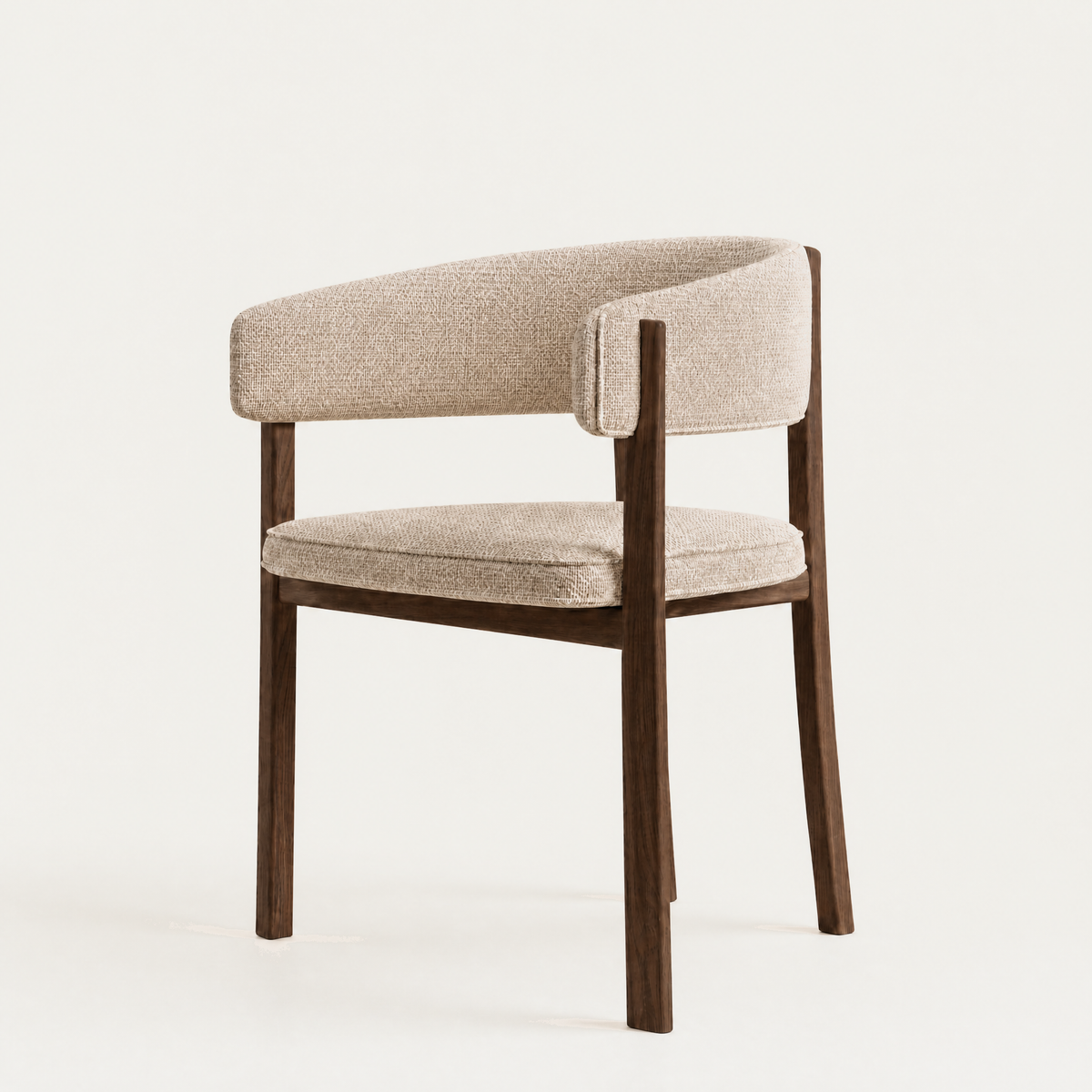 Avila Dining Chair in Stone Beige upholstery and Dark Oak, designed by Francesco Meda.