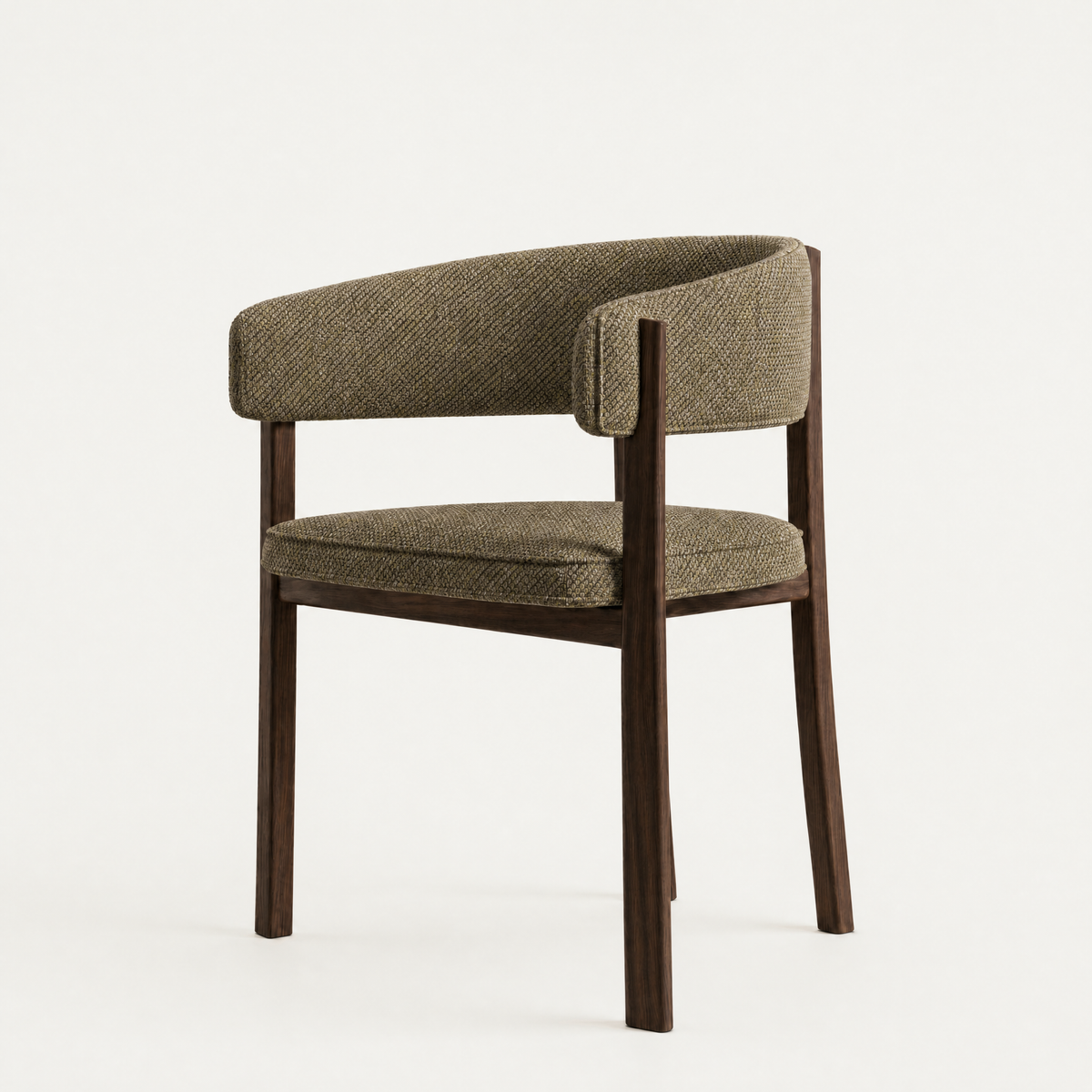 Avila Dining Chair in Olive Green upholstery and Dark Oak, designed by Francesco Meda.