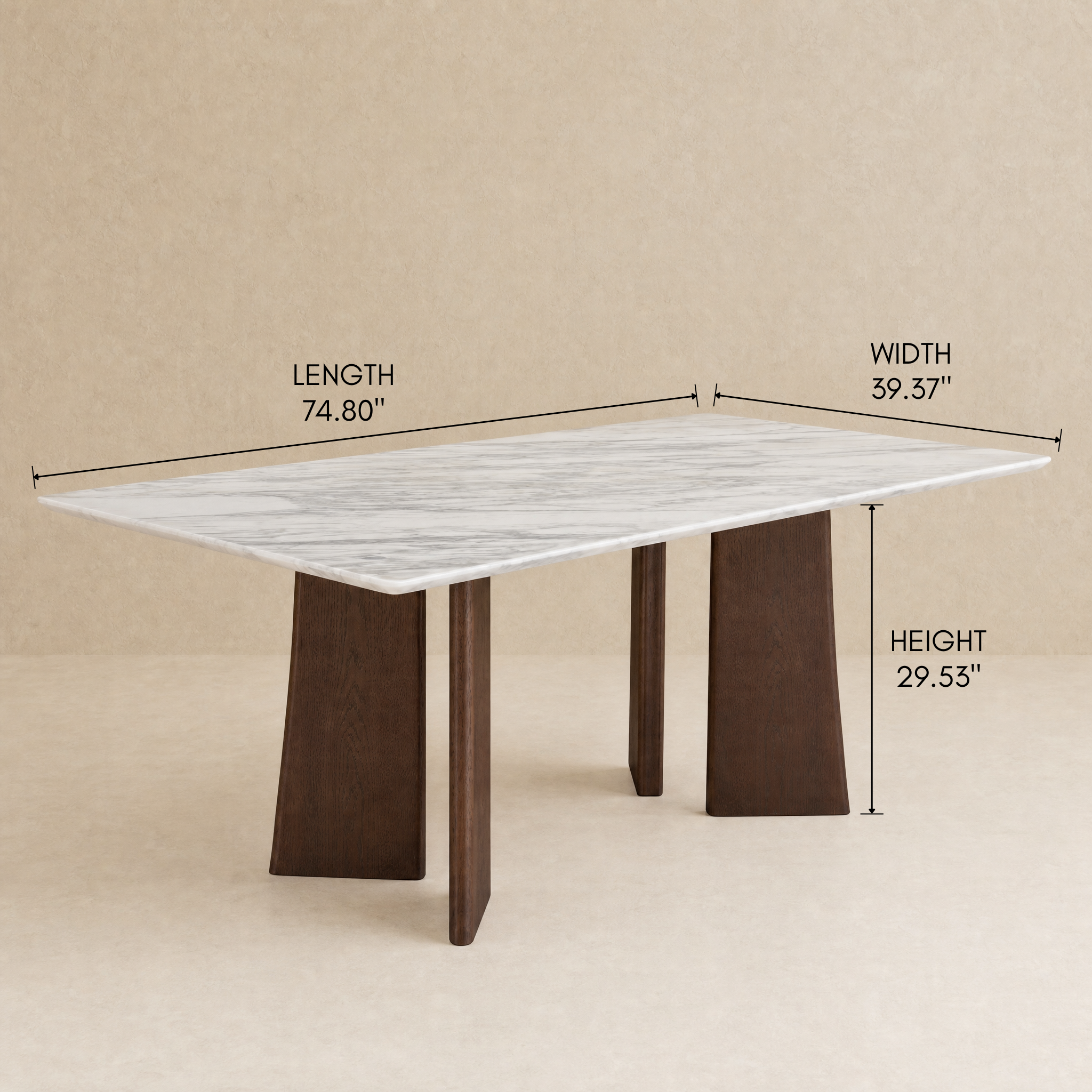 Balado Rectangular Dining Table - Arabescato Marble / Dark Oak