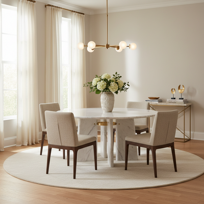 Balado Round Dining Table - Arabescato Marble