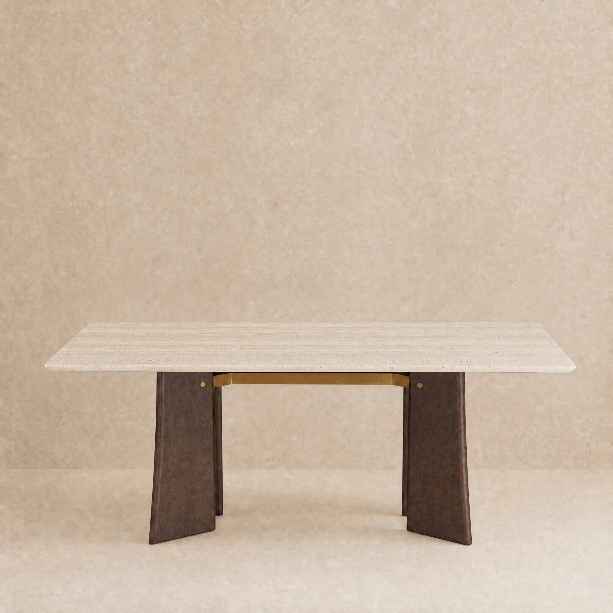 Balado Rectangular Dining Table - Travertine / Dark Oak