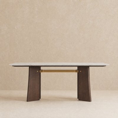 Balado Rectangular Dining Table - Arabescato Marble / Dark Oak
