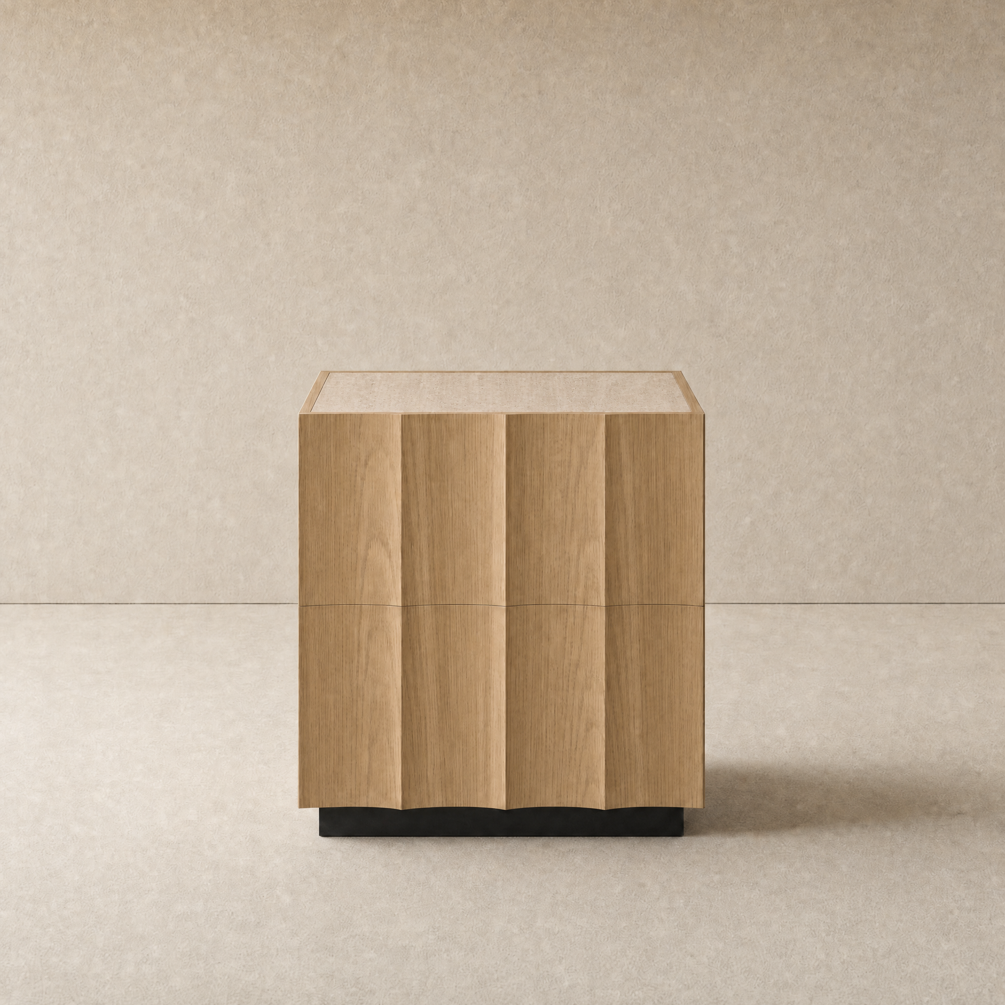 Chomo Side Table - Travertine / Natural Oak