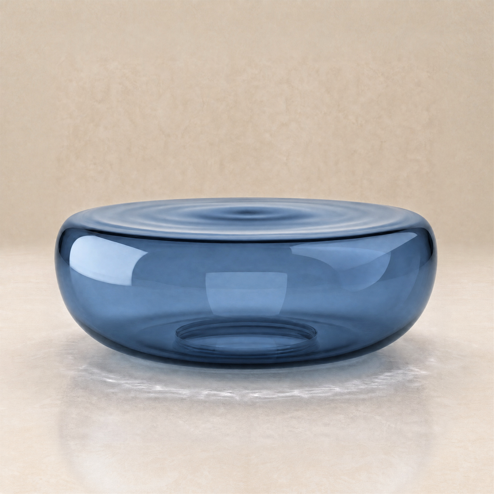 Lucid Blown Glass Coffee Table – Large / Steel Blue