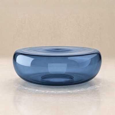 Lucid Blown Glass Coffee Table – Large / Steel Blue