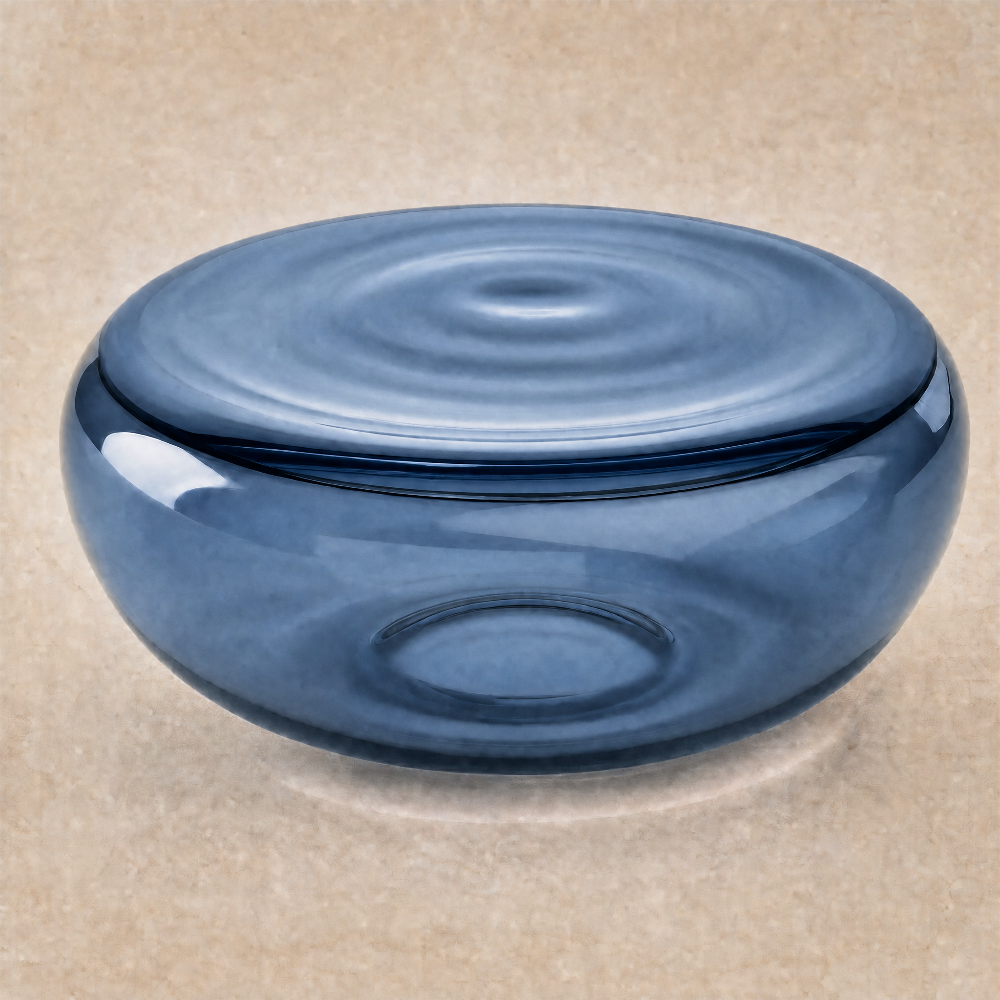 Lucid Blown Glass Coffee Table – Large / Steel Blue