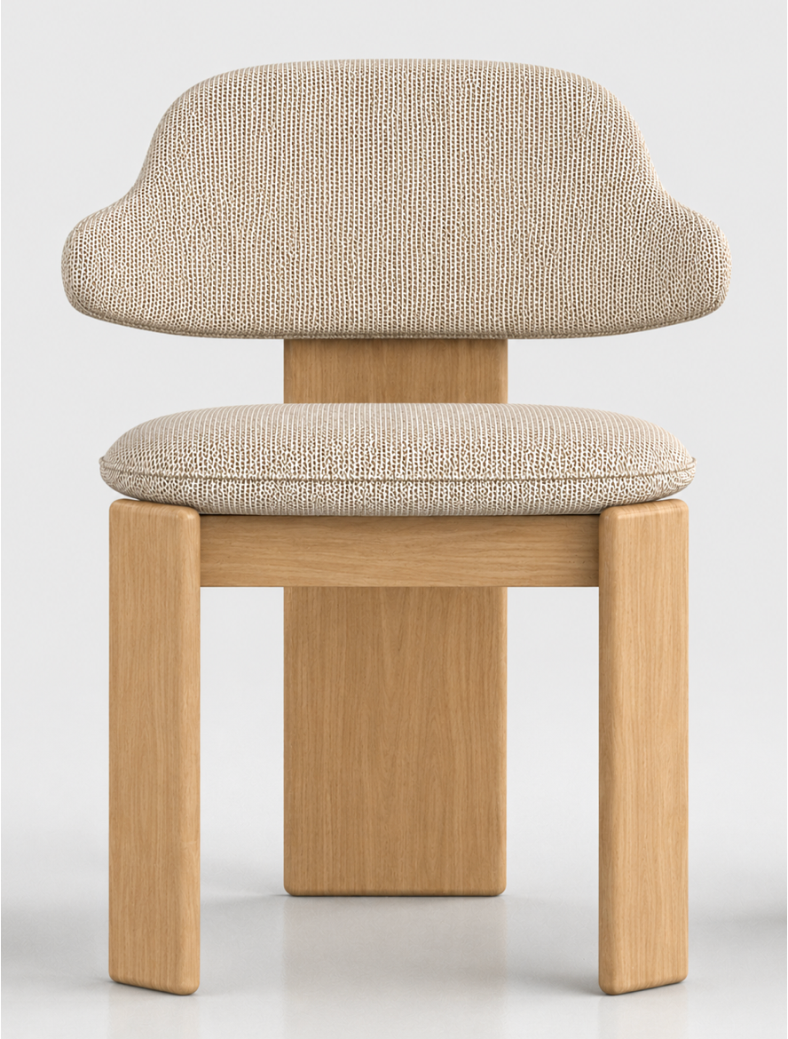 Gaba Dining Armchair - Stone Beige / Natural Oak