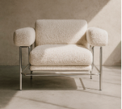 Lari Accent Chair – Alpine White / Stainless Steel