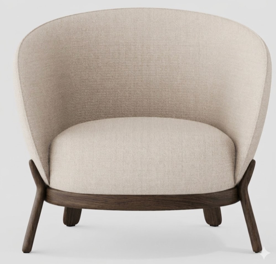 Lifa Accent Chair - Stone Beige / Dark Oak