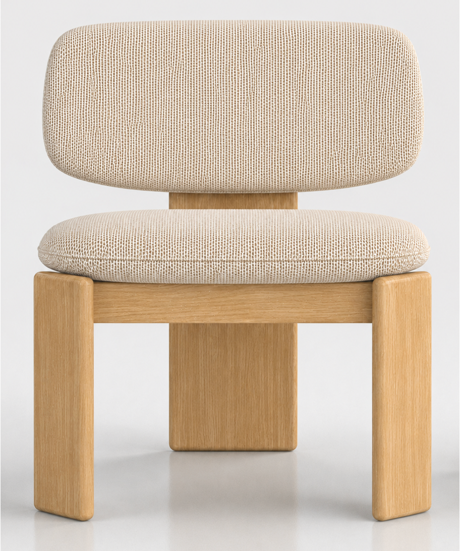 Gaba Lounge Chair - Stone Beige / Natural Oak