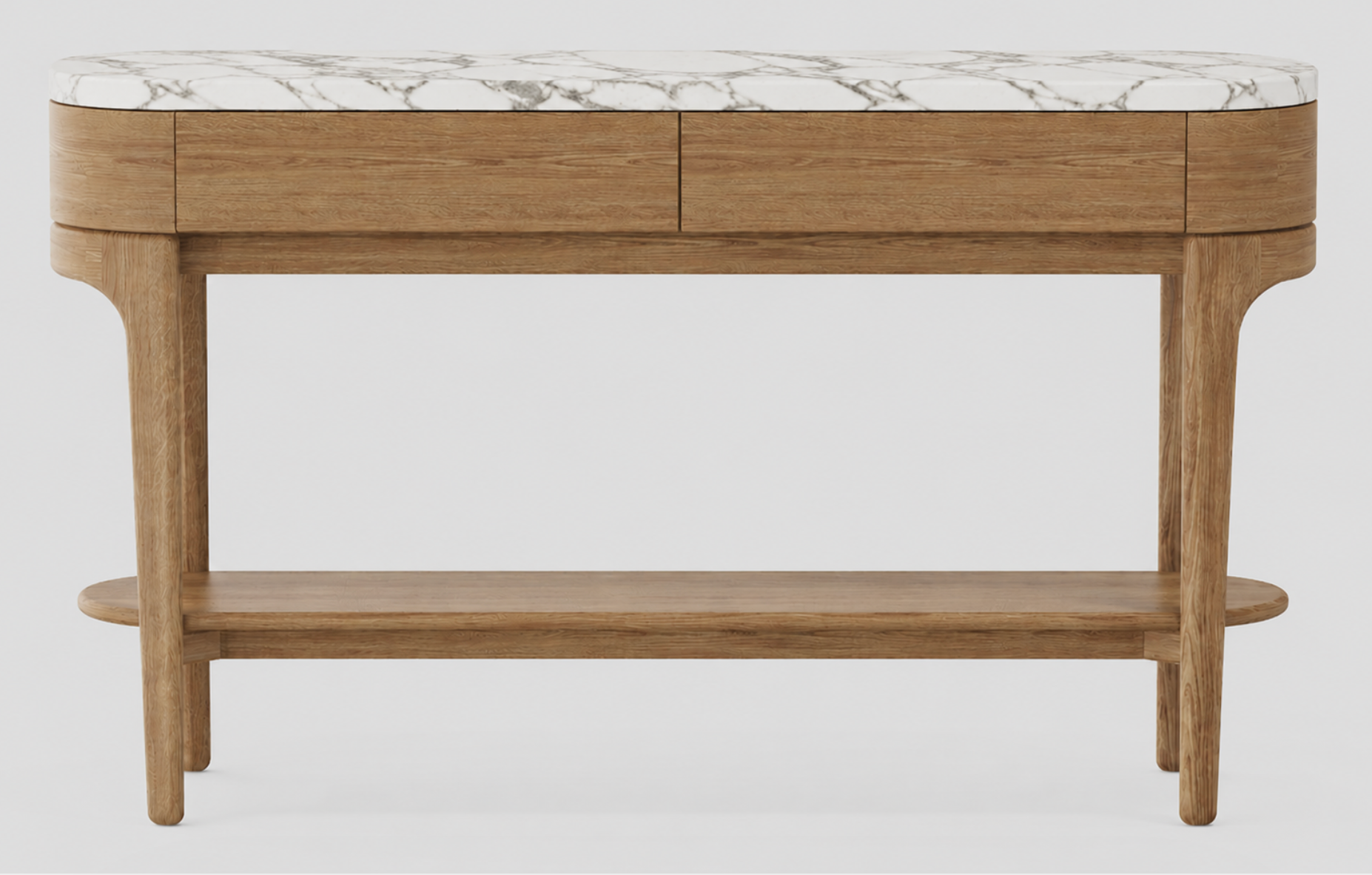 Tcha Oak Console - Arabescato Marble